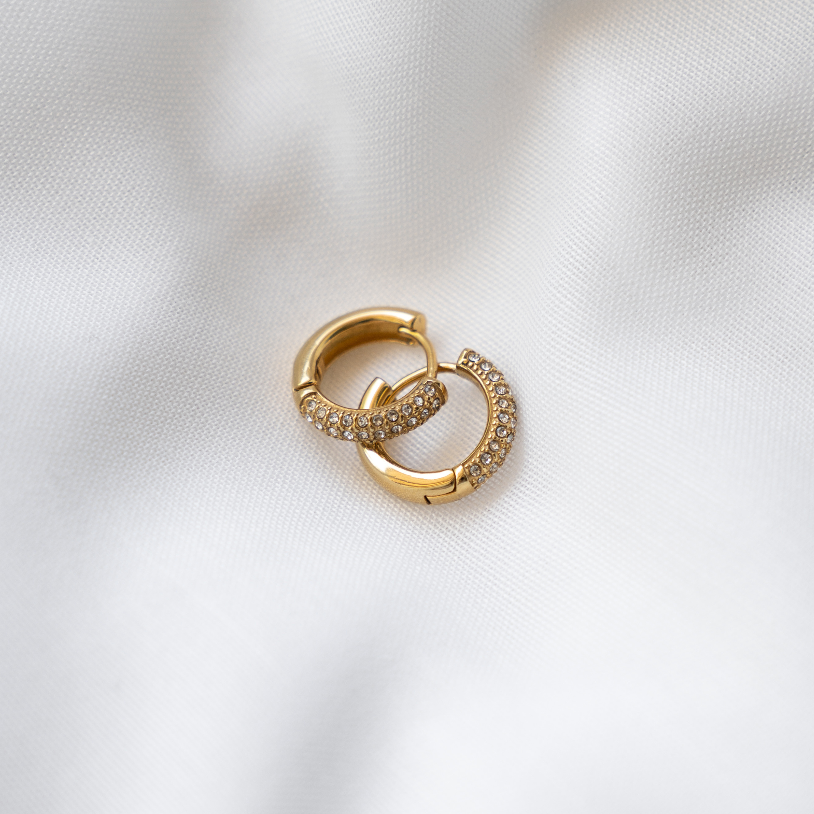 Pavé Hoops - Cubic zirconia gold hoop earrings - waterproof jewellery - La Musa Jewellery