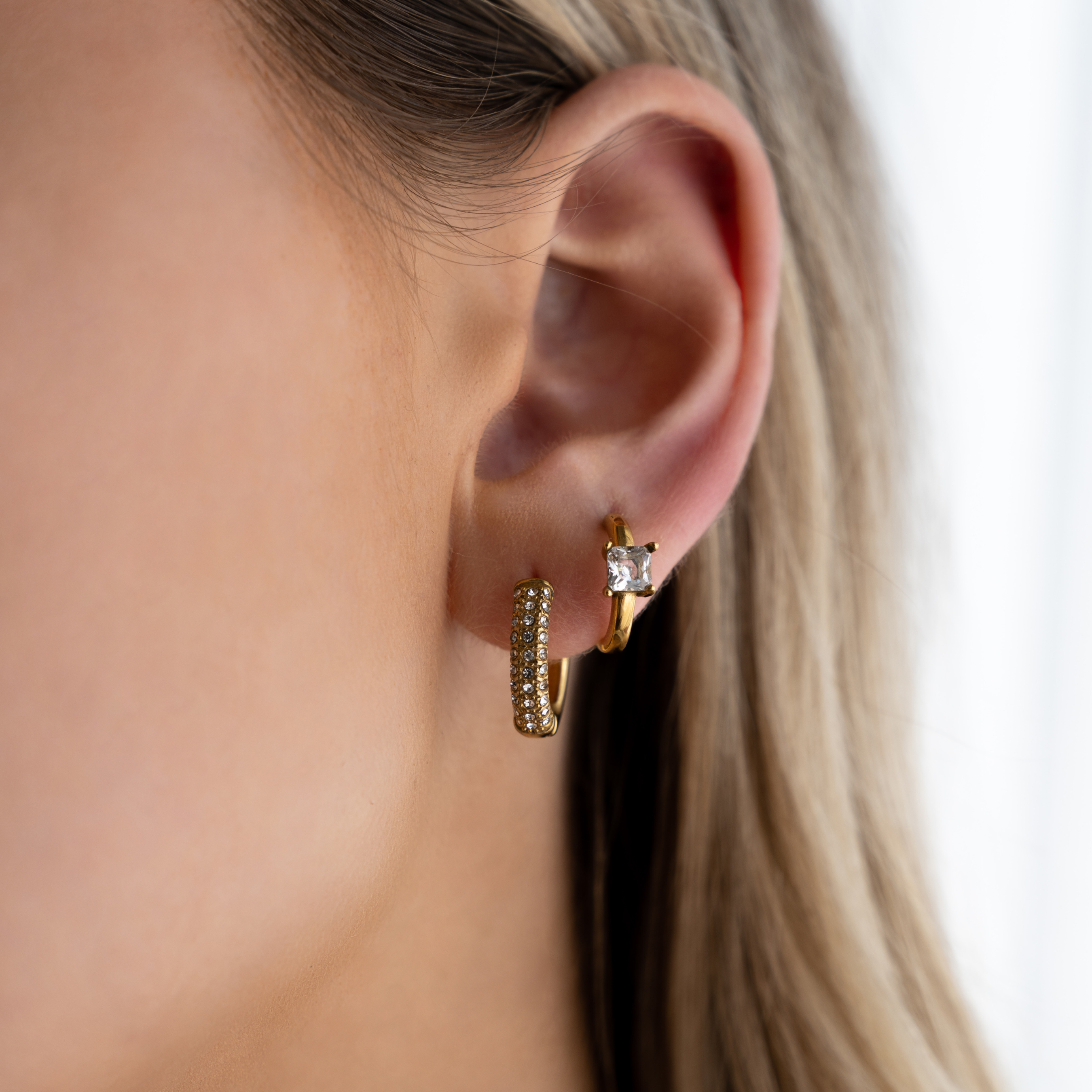 Pavé Hoops - Cubic zirconia gold hoop earrings - waterproof jewellery - La Musa Jewellery
