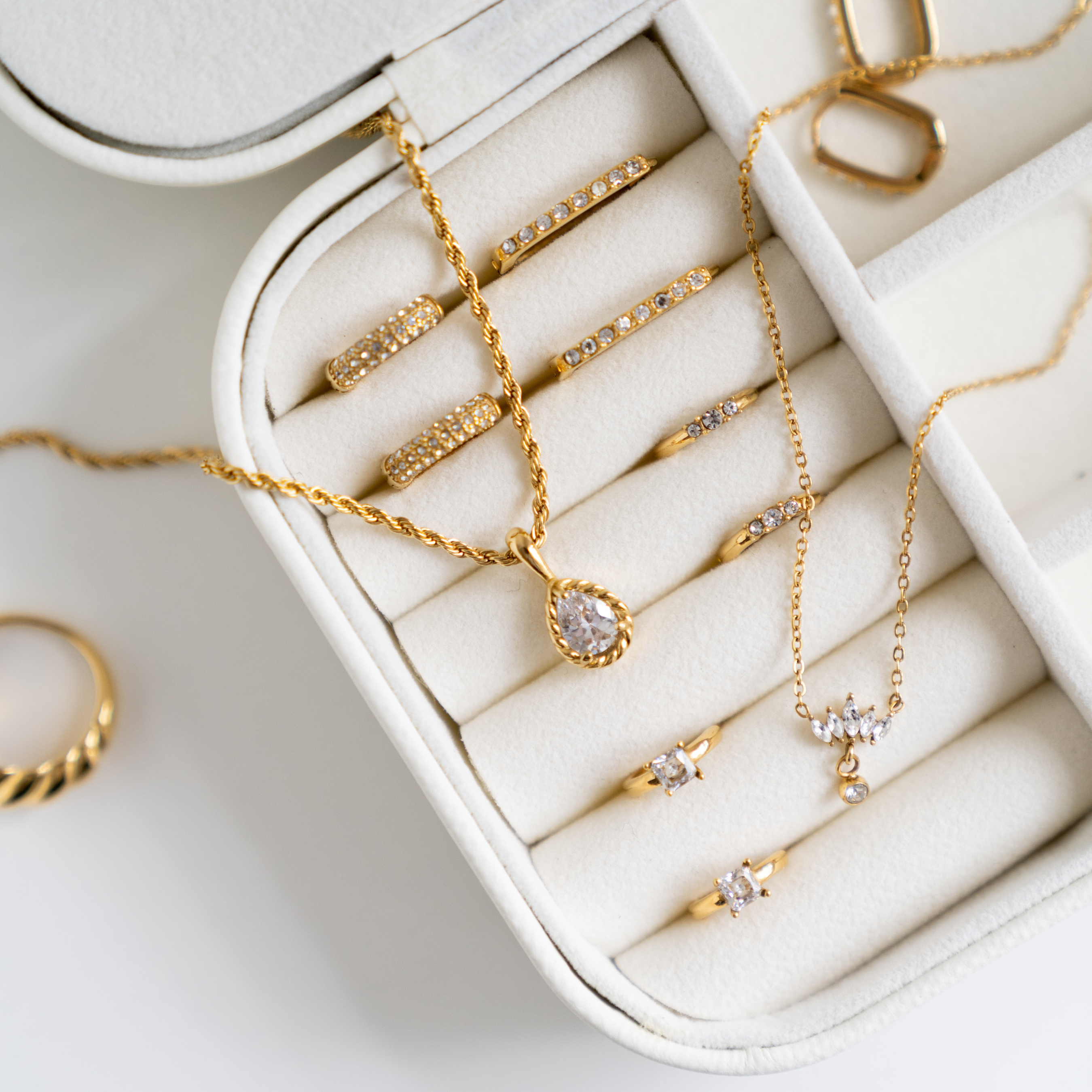 Pavé Hoops - Cubic zirconia gold hoop earrings - waterproof jewellery - La Musa Jewellery