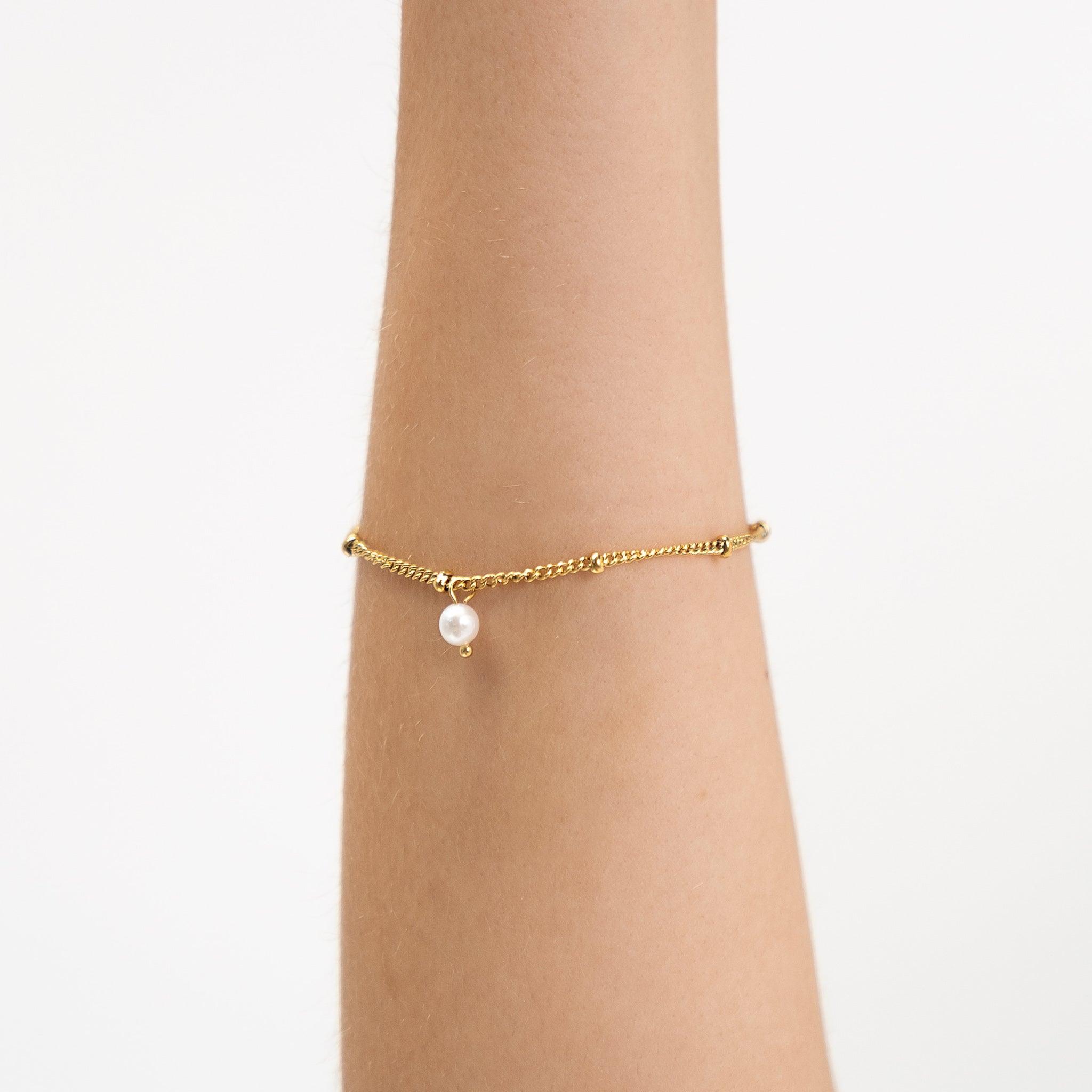 Portsea Bracelet - gold chain pearl bracelet - waterproof jewellery - La Musa Jewellery