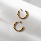 Gold Rope Hoop Earrings - Waterproof Jewellery - La Musa Jewellery