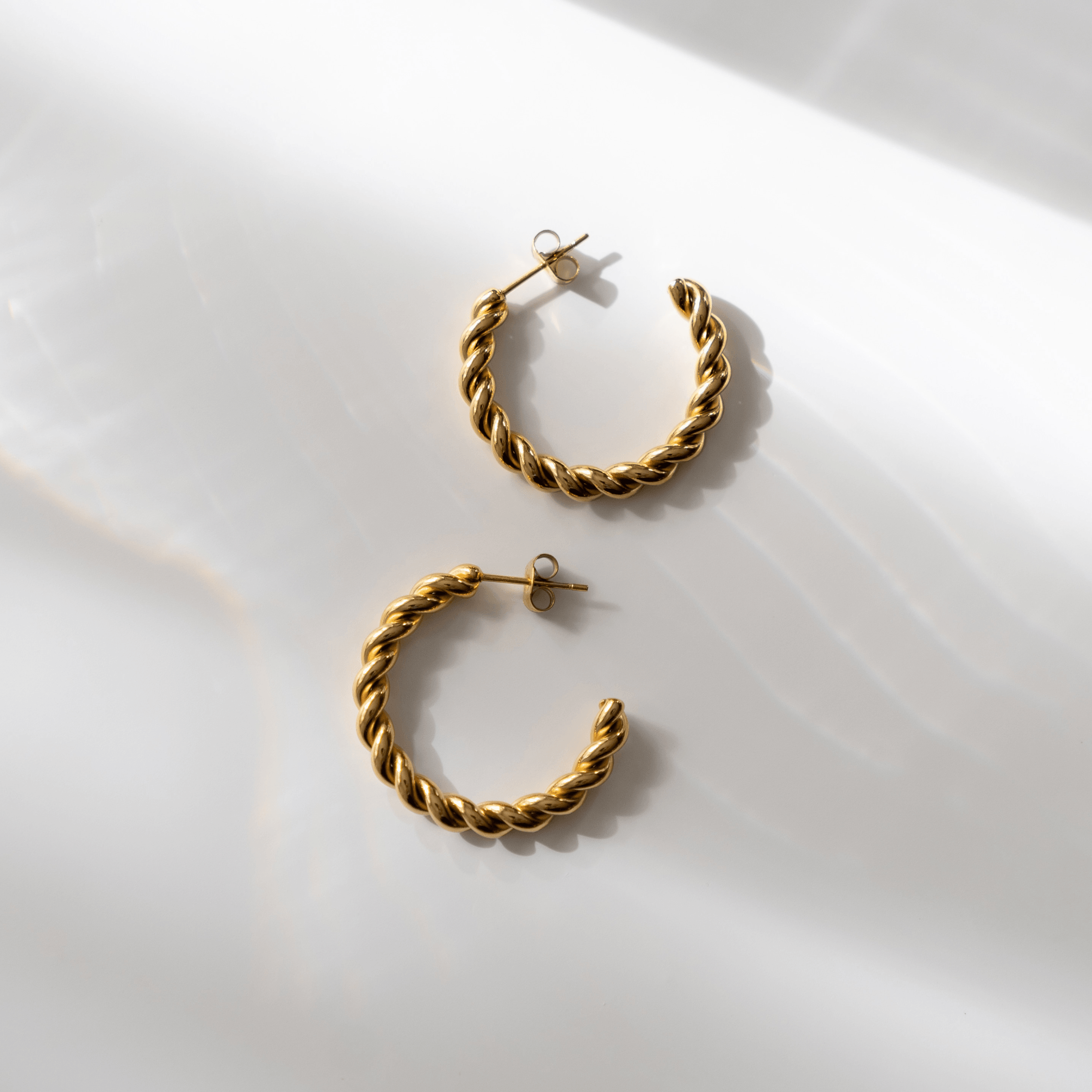 Gold Rope Hoop Earrings - Waterproof Jewellery - La Musa Jewellery