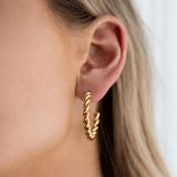 Gold Rope Hoop Earrings - Waterproof Jewellery - La Musa Jewellery