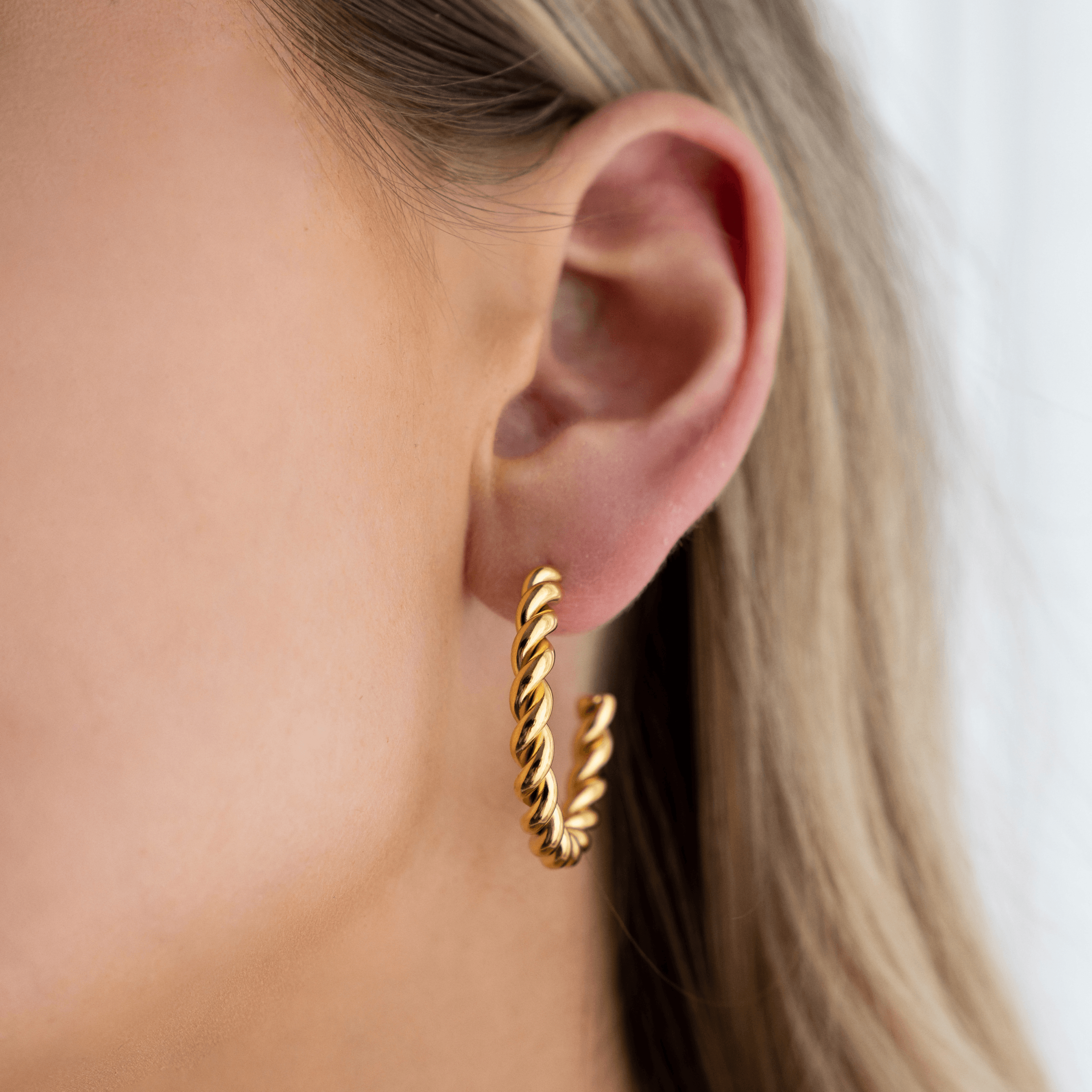 Gold Rope Hoop Earrings - Waterproof Jewellery - La Musa Jewellery