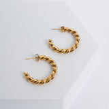 Gold Rope Hoop Earrings - Waterproof Jewellery - La Musa Jewellery