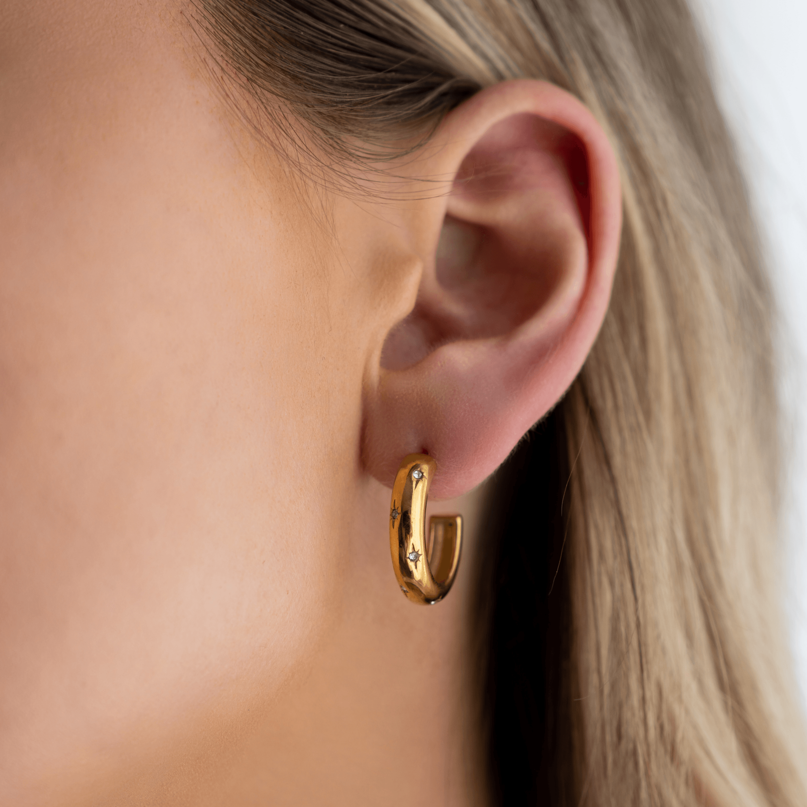 Stella Hoops - waterproof gold hoop earrings - La Musa Jewellery