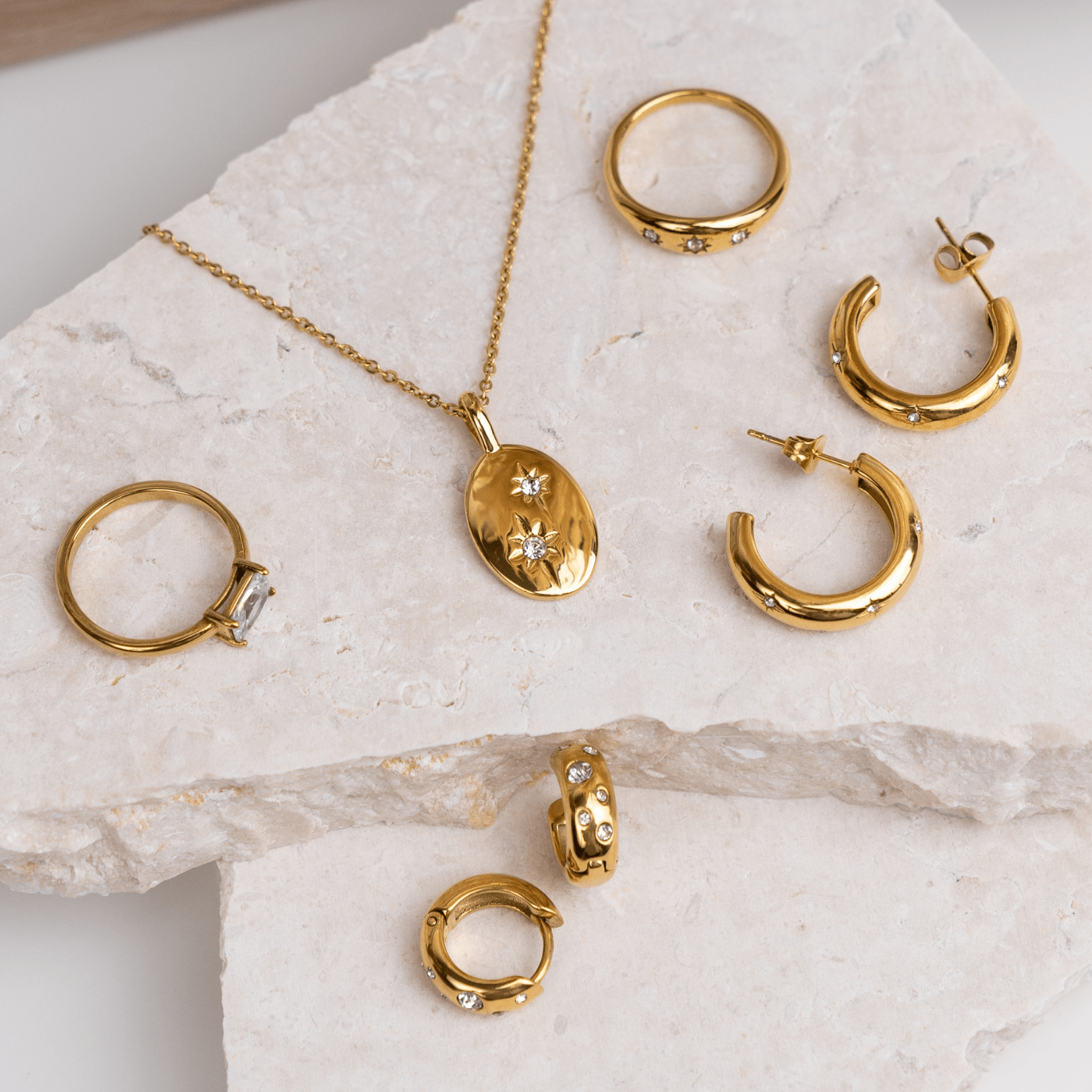 Stella Hoops - waterproof gold hoop earrings - La Musa Jewellery