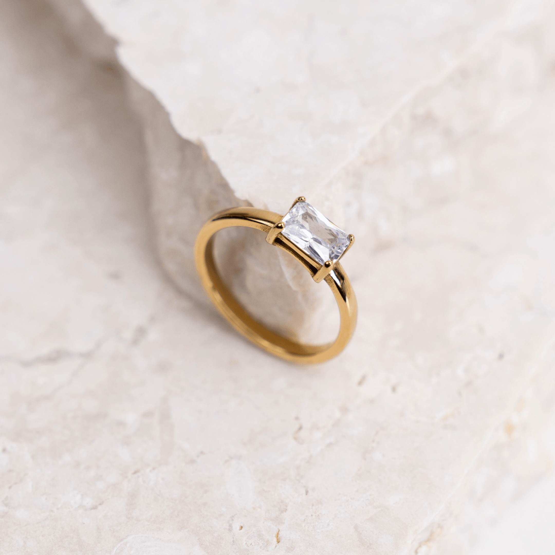 Waterproof Gold Zirconia Ring - La Musa Jewellery