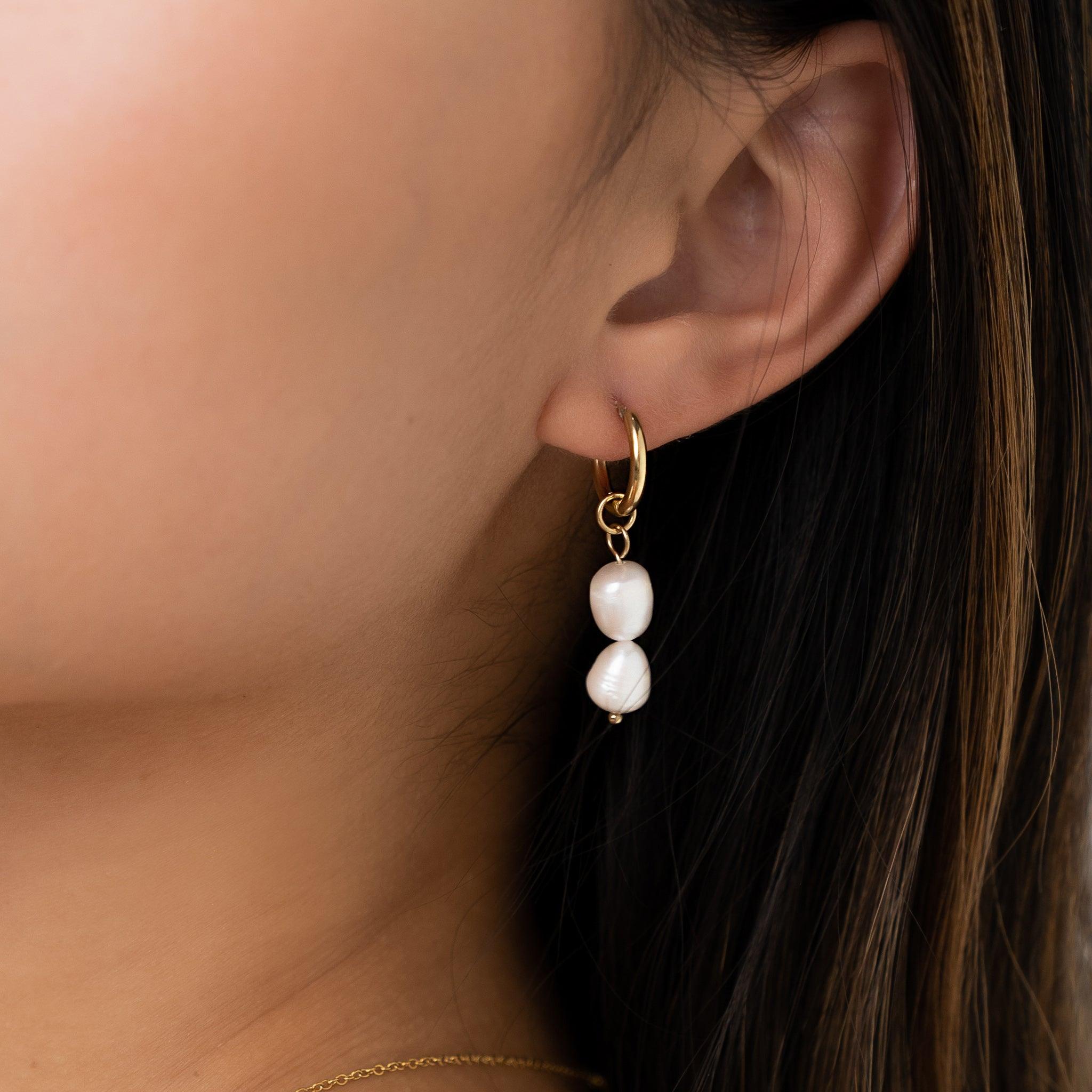 Airlie Pearl Huggie Earrings - La Musa Jewellery
