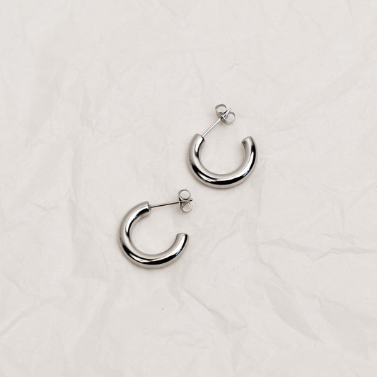 Classic Thick Hoop Earrings Silver | La Musa Jewellery
