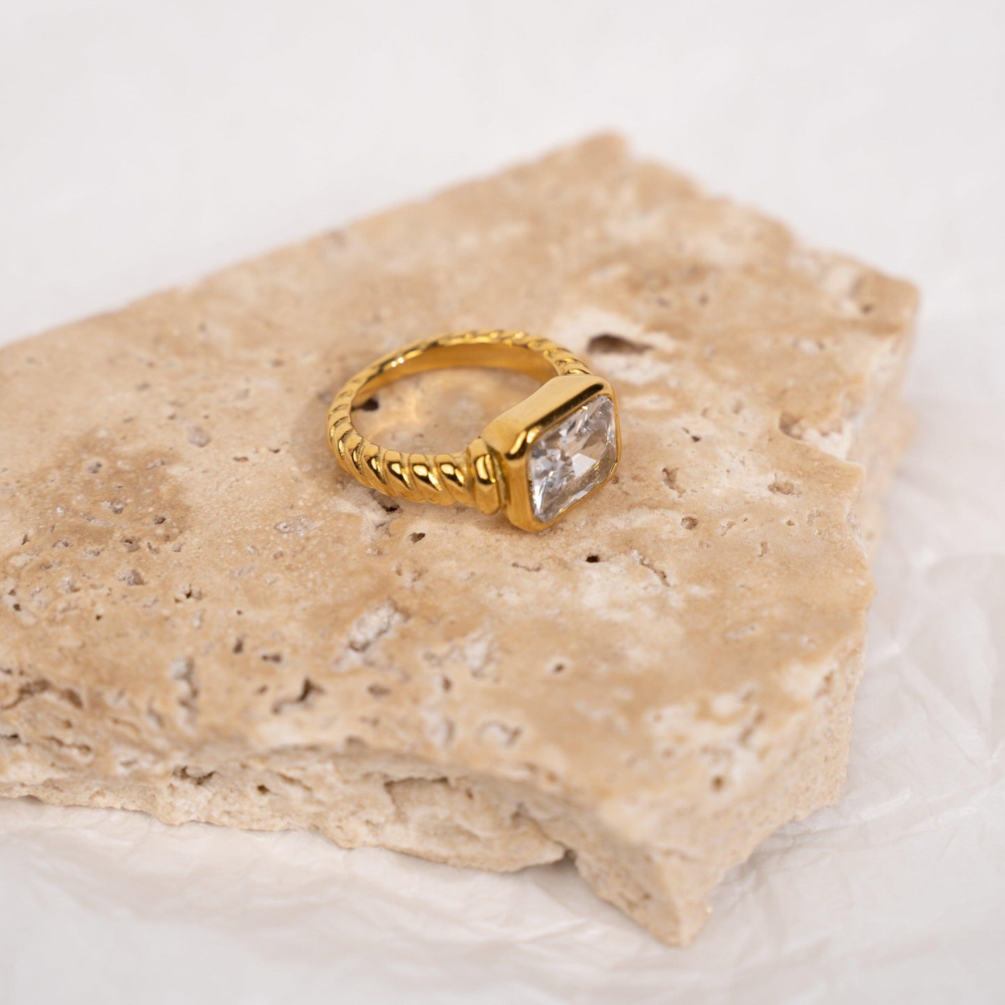 White Gemstone Twist Ring | La Musa Jewellery