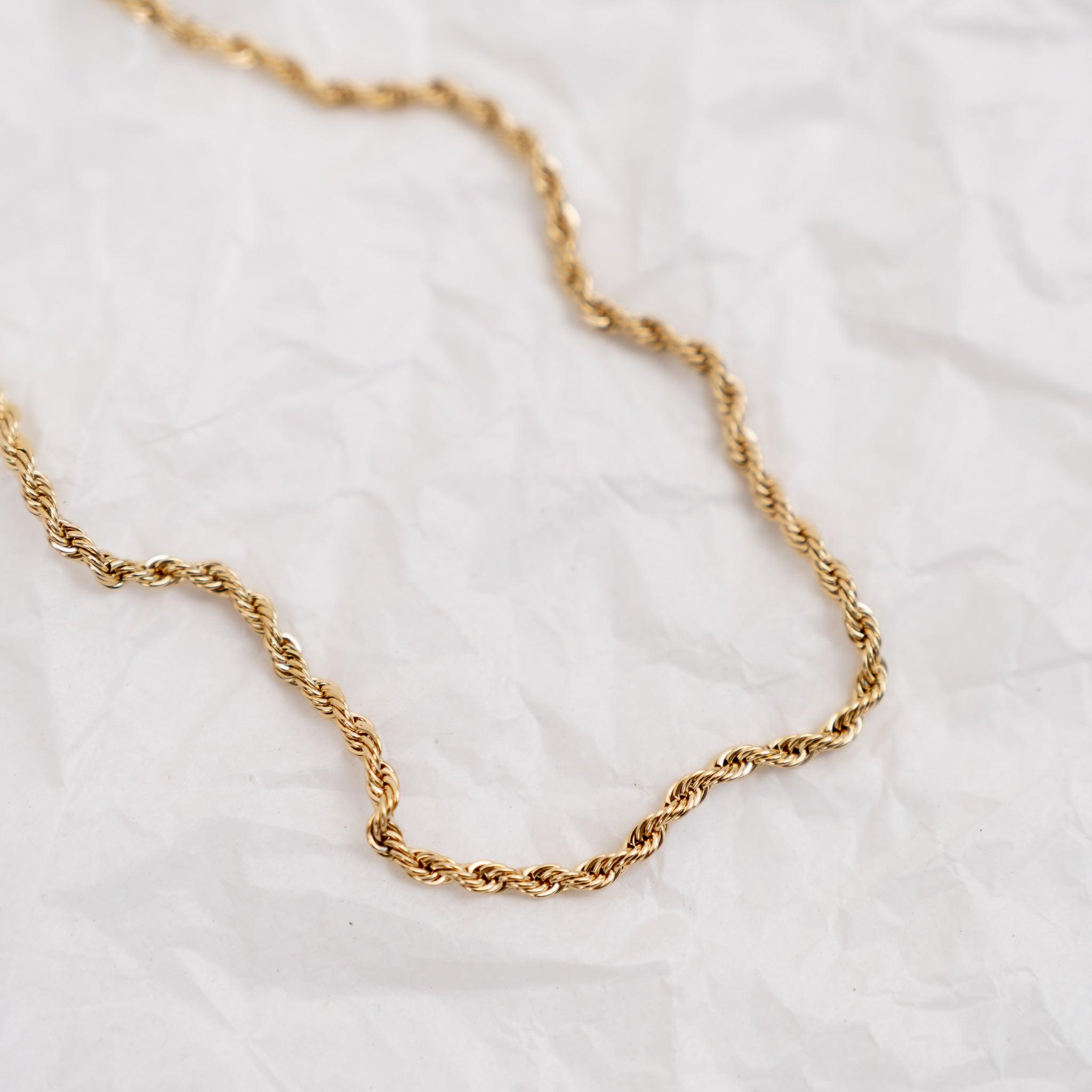 Gold Thin Rope Chain Necklace - La Musa Jewellery