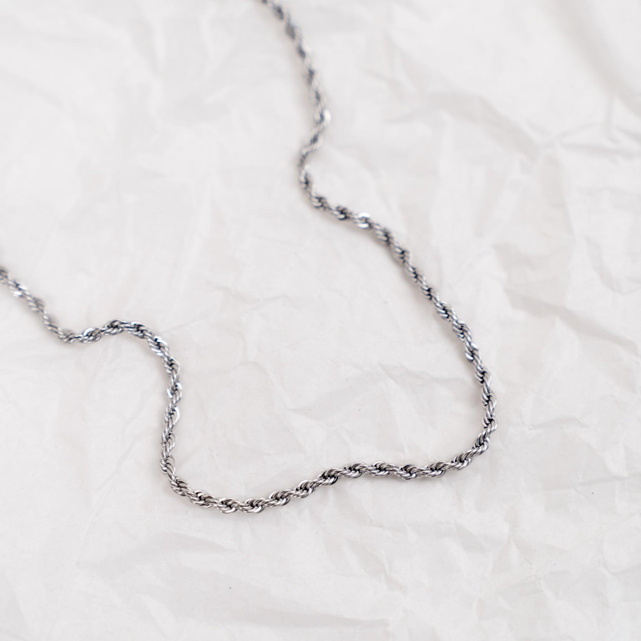 Thin silver sale rope chain